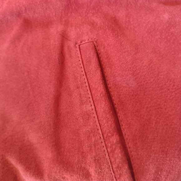 LUIS ALVEAR Vintage Red Suede Coat Size M Leather Bomber Jacket Oversized Unisex - Picture 15 of 15